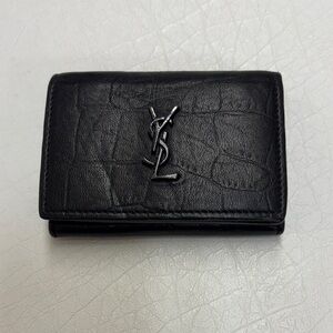 Yves Saint Laurent Black Textured Card Holder